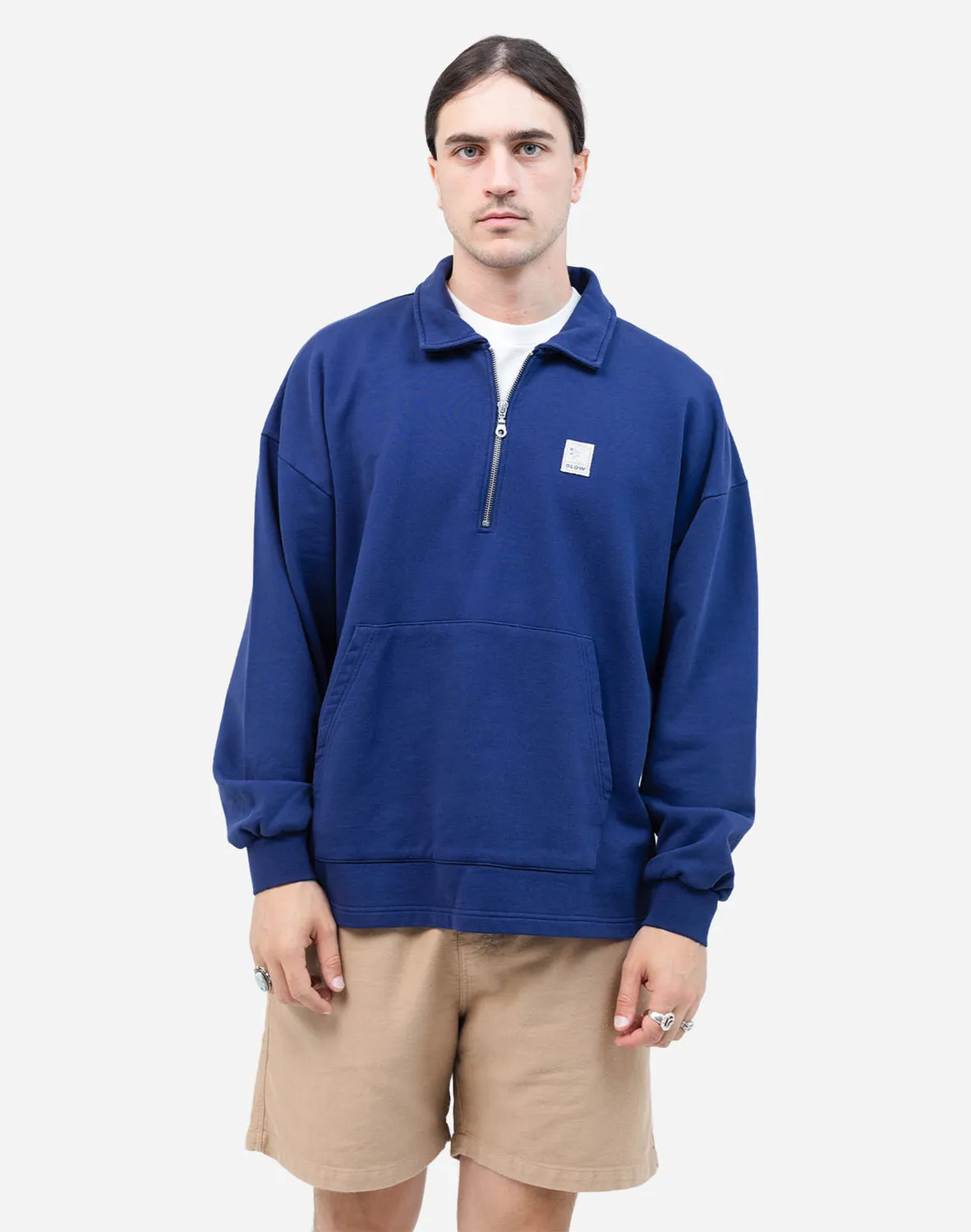 OLOW Manso Pomba sweat bleu col polo coton bio