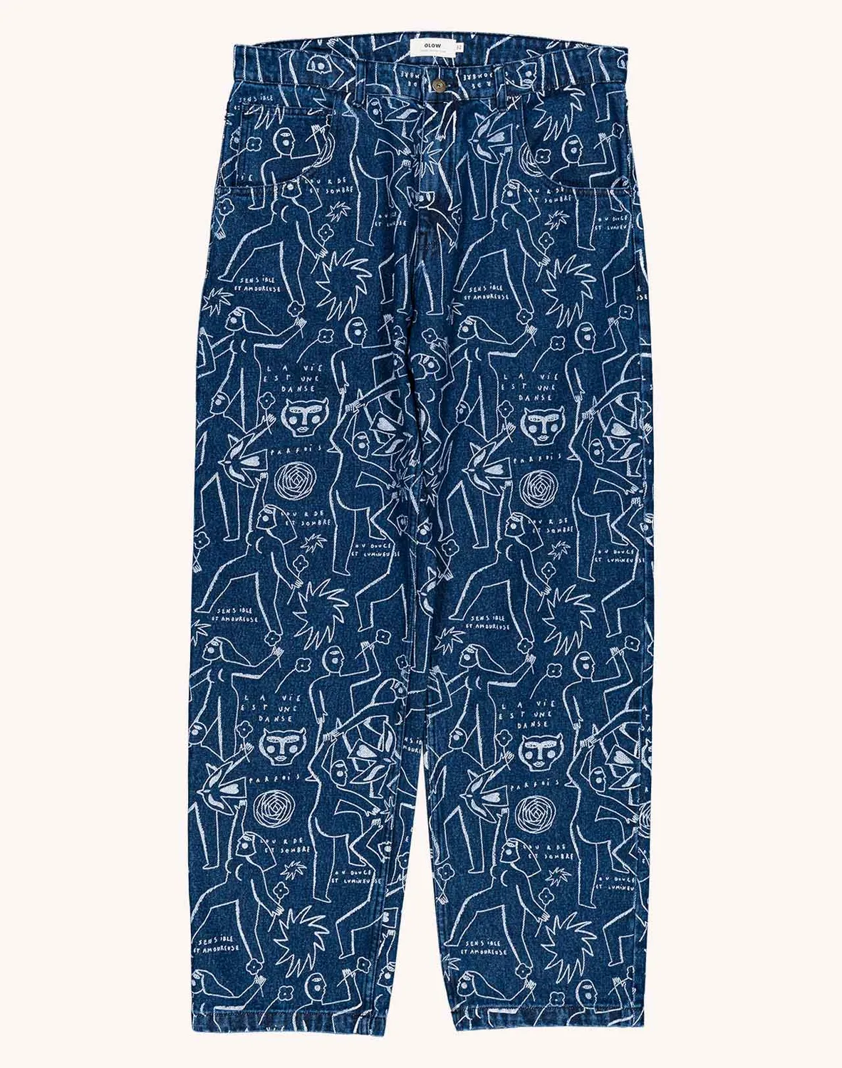 Olow Costa Life Dance pantalon denim bleu coupe ample