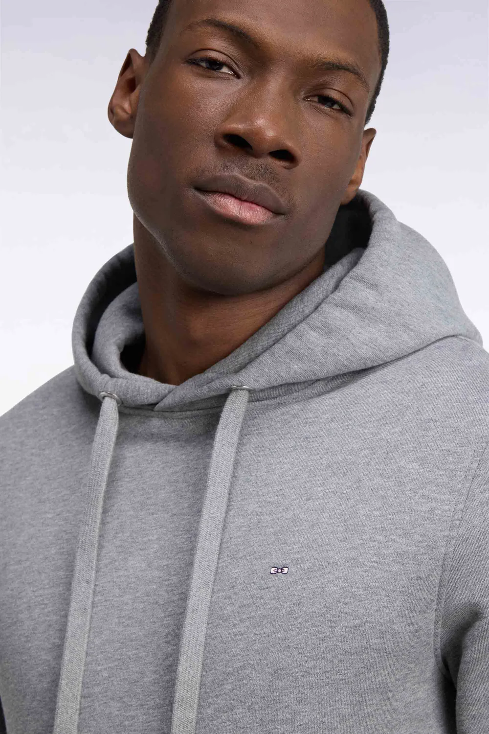 Eden Park sweat capuche molleton gris coupe droite