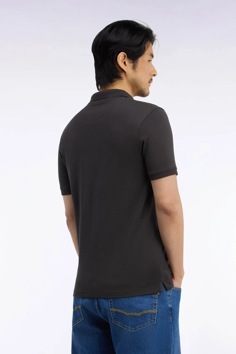 Eden Park polo coton Pima marron manches courtes