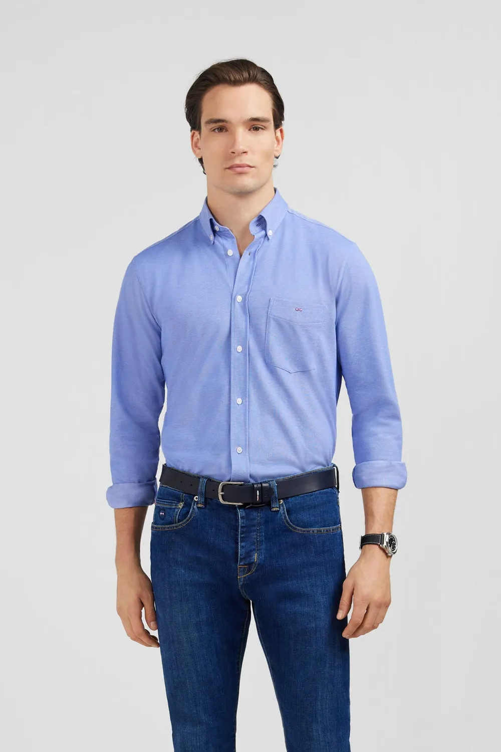 Eden Park PPSHICHE0018 chemise slim bleu pinpoint