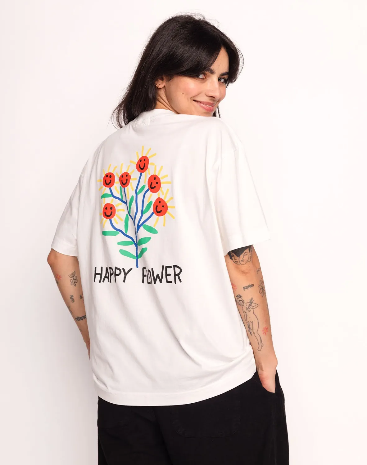 OLOW Happy Flower t-shirt écru coton bio