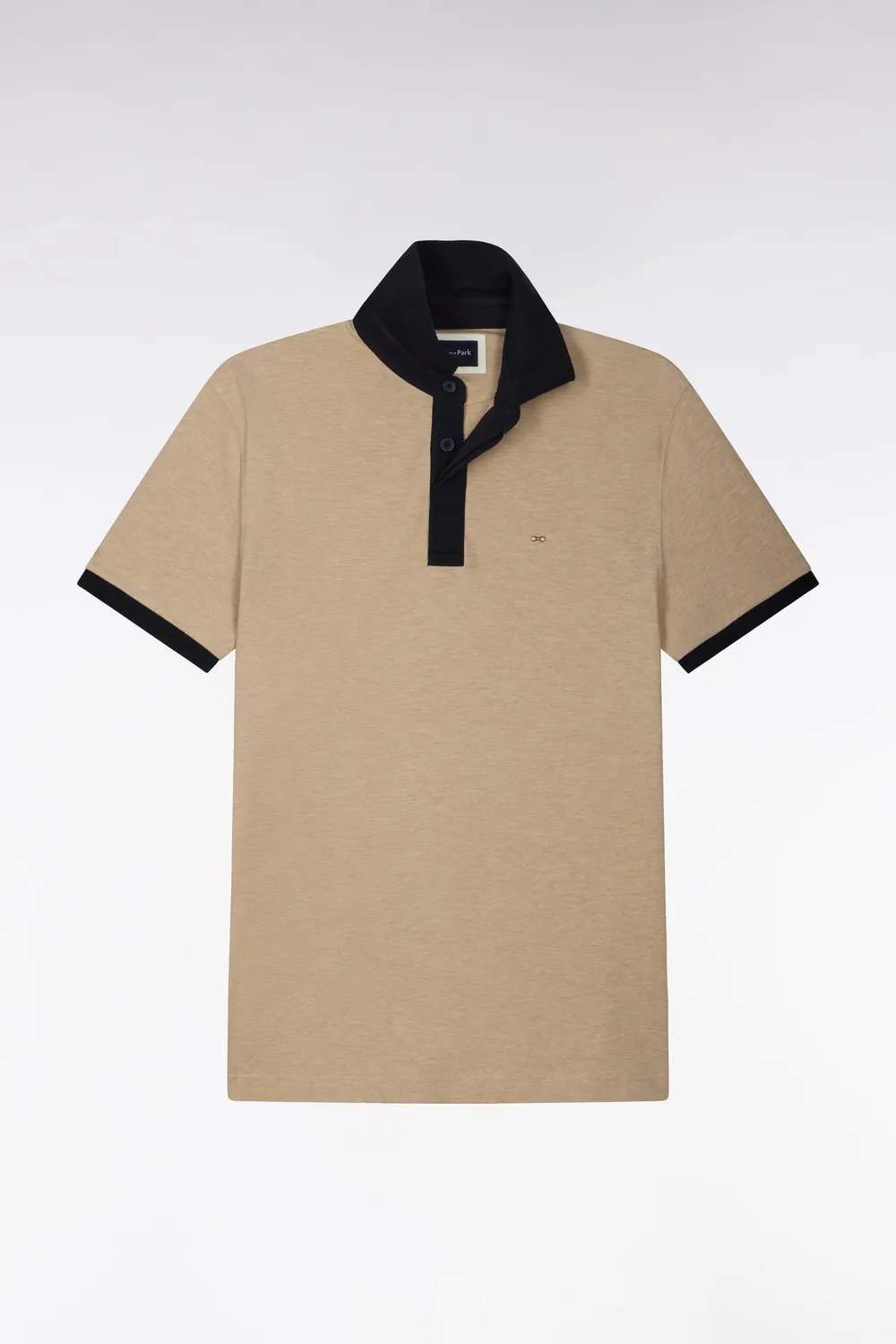 Eden Park polo coton beige marine manches courtes coupe droite