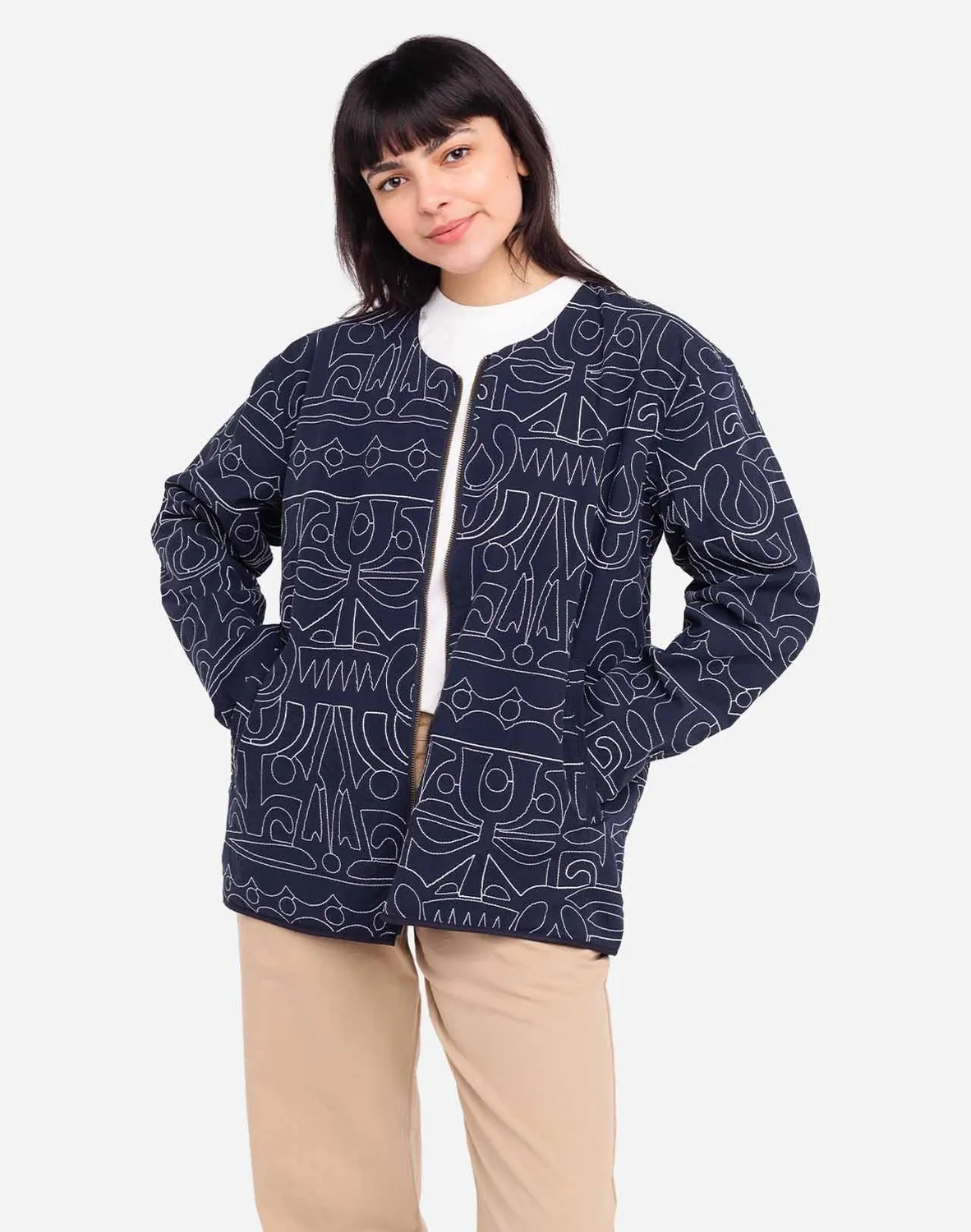 OLOW Ostara Palang veste bleu nuit brodée