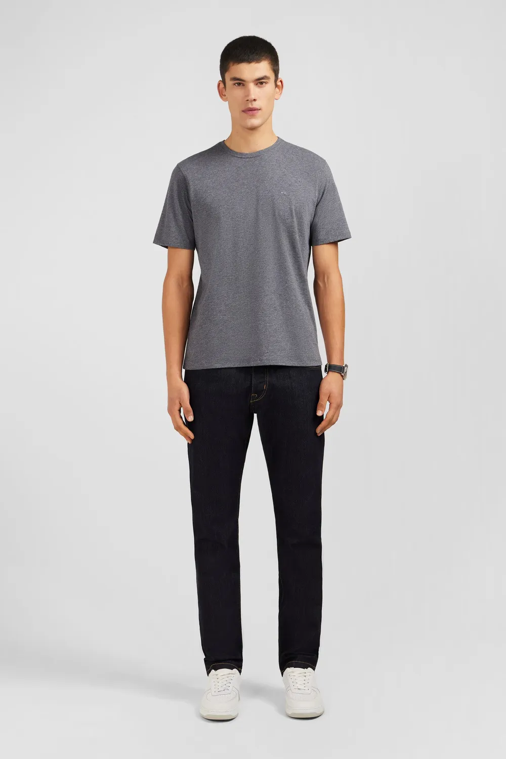 Eden Park t-shirt homme gris col rond coton Pima manches courtes