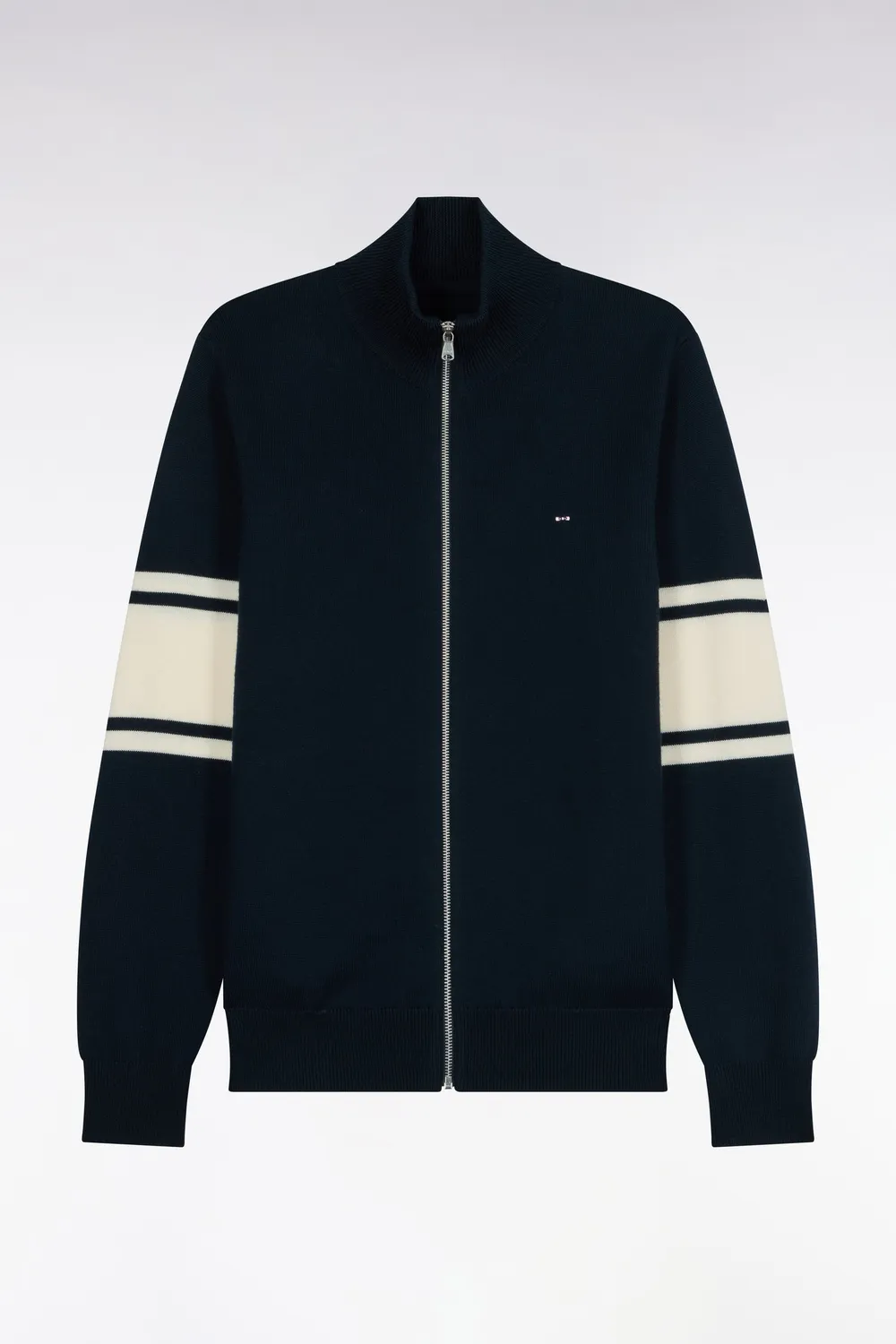 Eden Park cardigan zippé marine laine mérinos homme