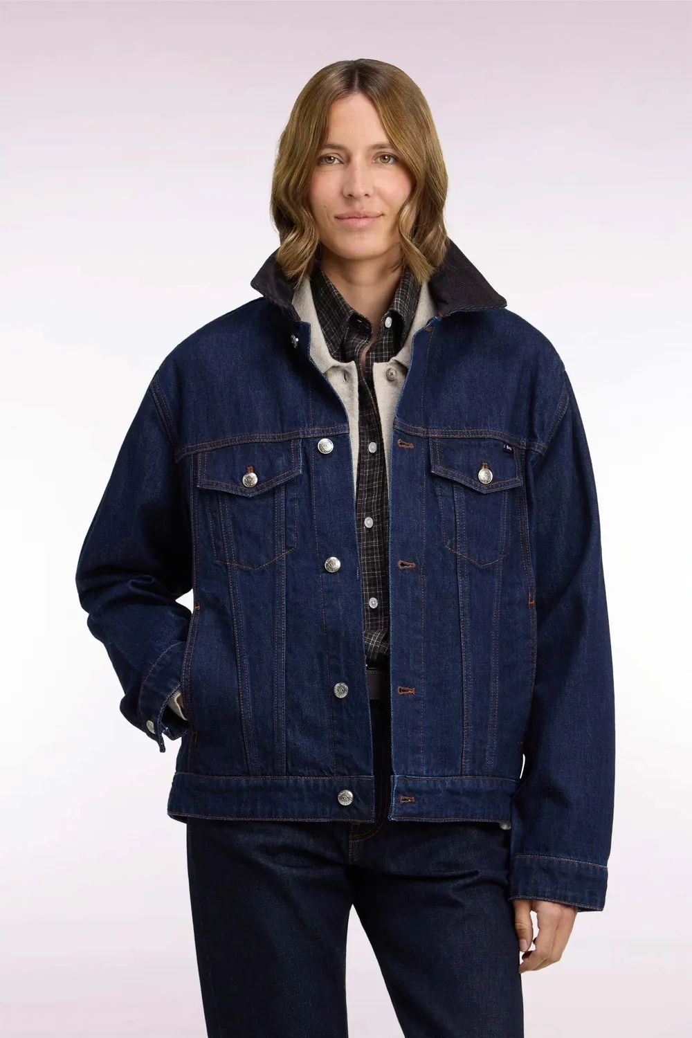 Eden Park blouson denim brut col velours femme
