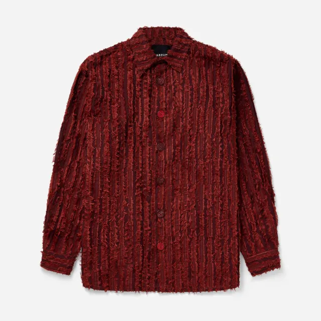 Labrum chemise homme bordeaux rayures effilochées
