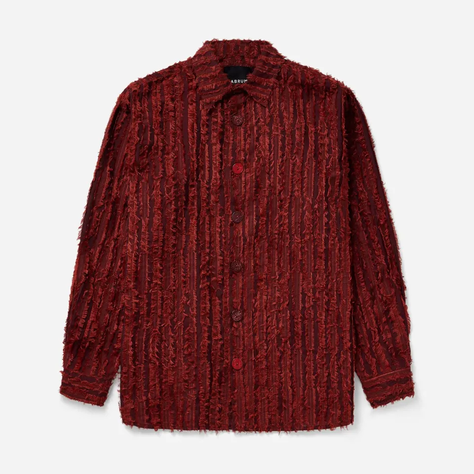 Labrum chemise homme bordeaux rayures effilochées