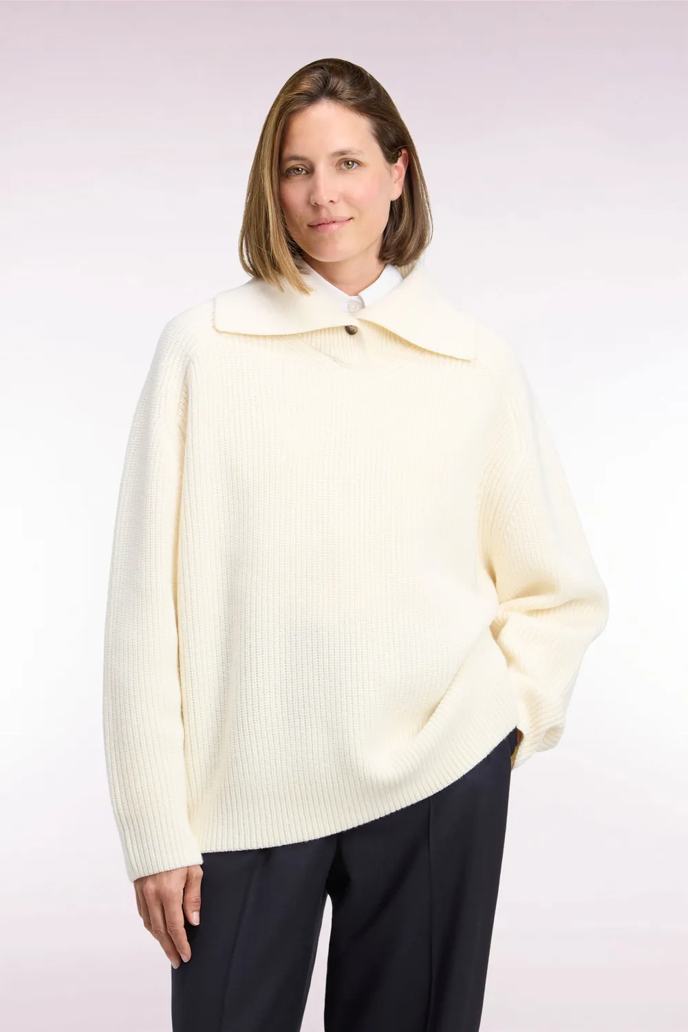 Eden Park pull vareuse laine écru femme oversized