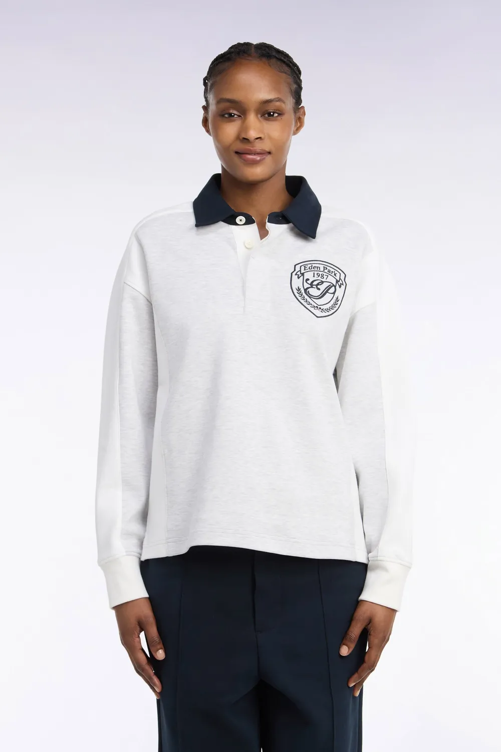 Eden Park Rugby Heritage H26MAISW0040 sweatshirt gris col maillot