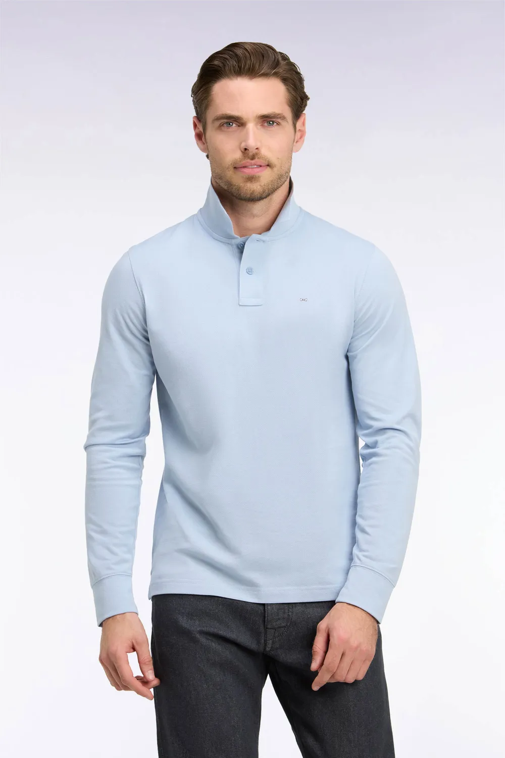 Eden Park polo manches longues Pima bleu ciel