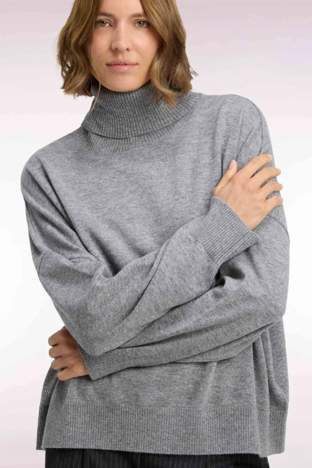 Eden Park Club Classique pull col roule gris laine-cachemire