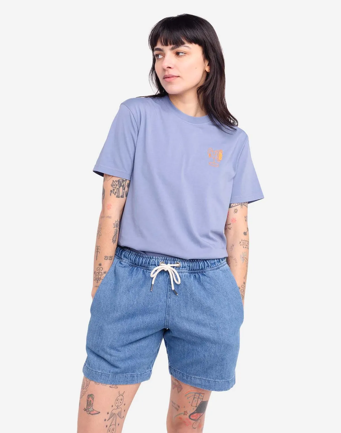 OLOW Ivresse t-shirt bleu azur en coton bio