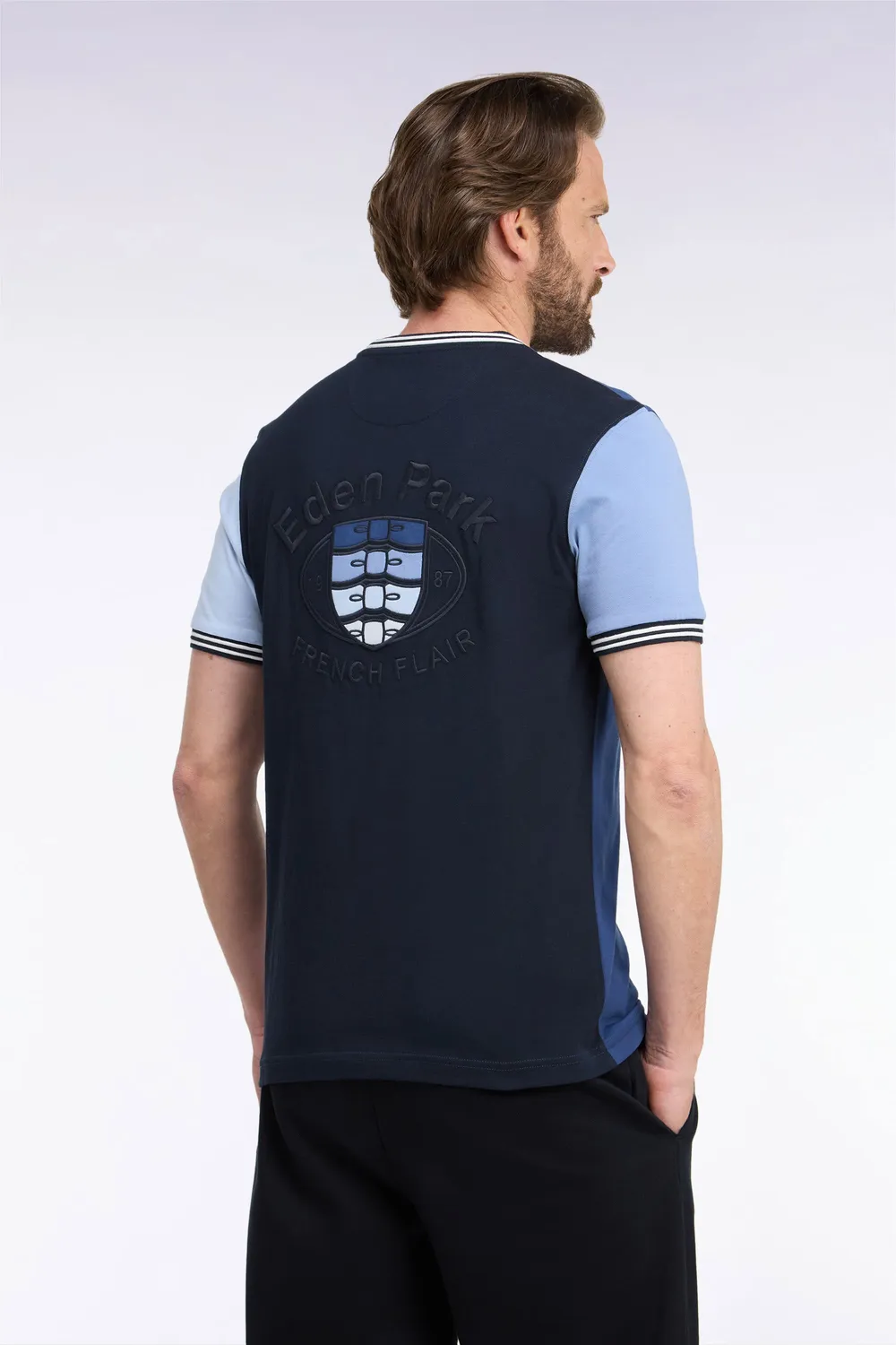 Eden Park t-shirt bicolore bleu manches courtes