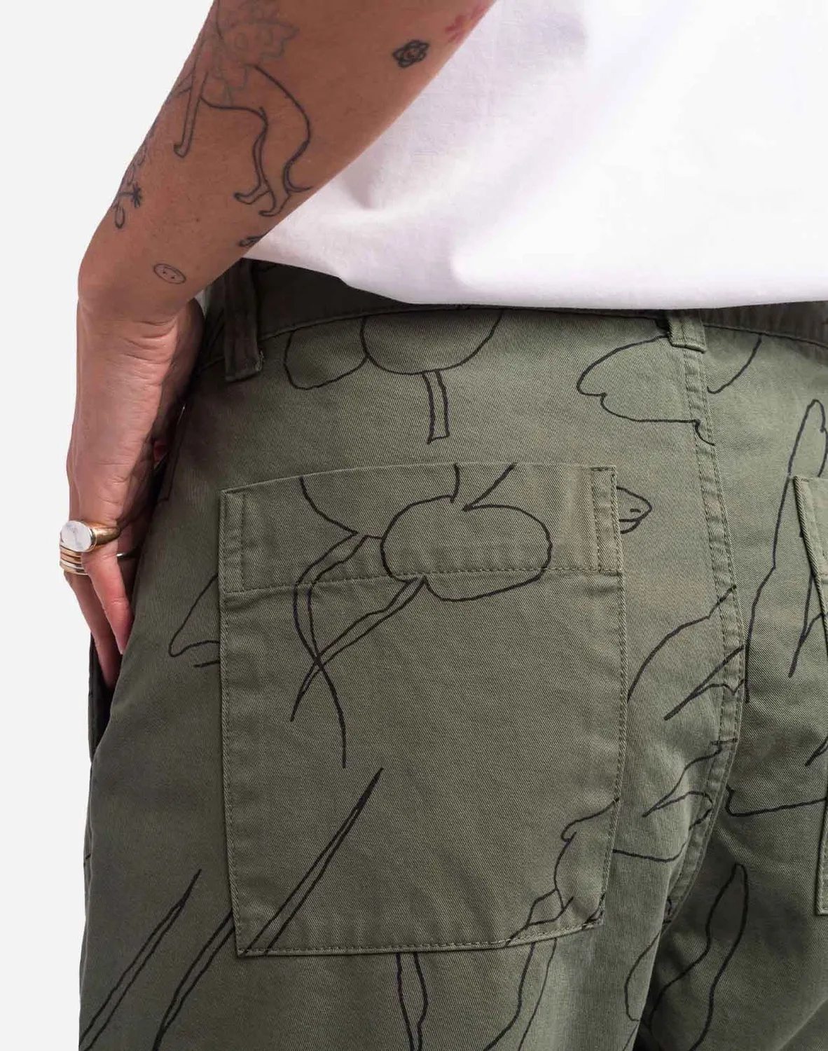 OLOW Chuck Gower pantalon kaki sérigraphié