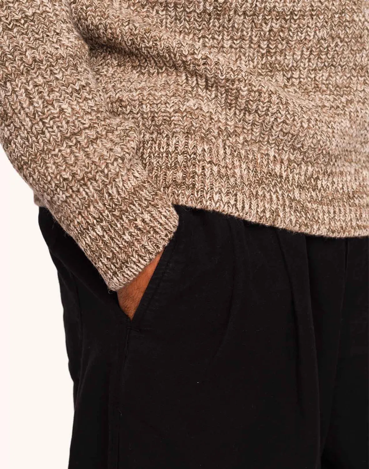 OLOW Equinoxe pull beige kaki laine mérinos