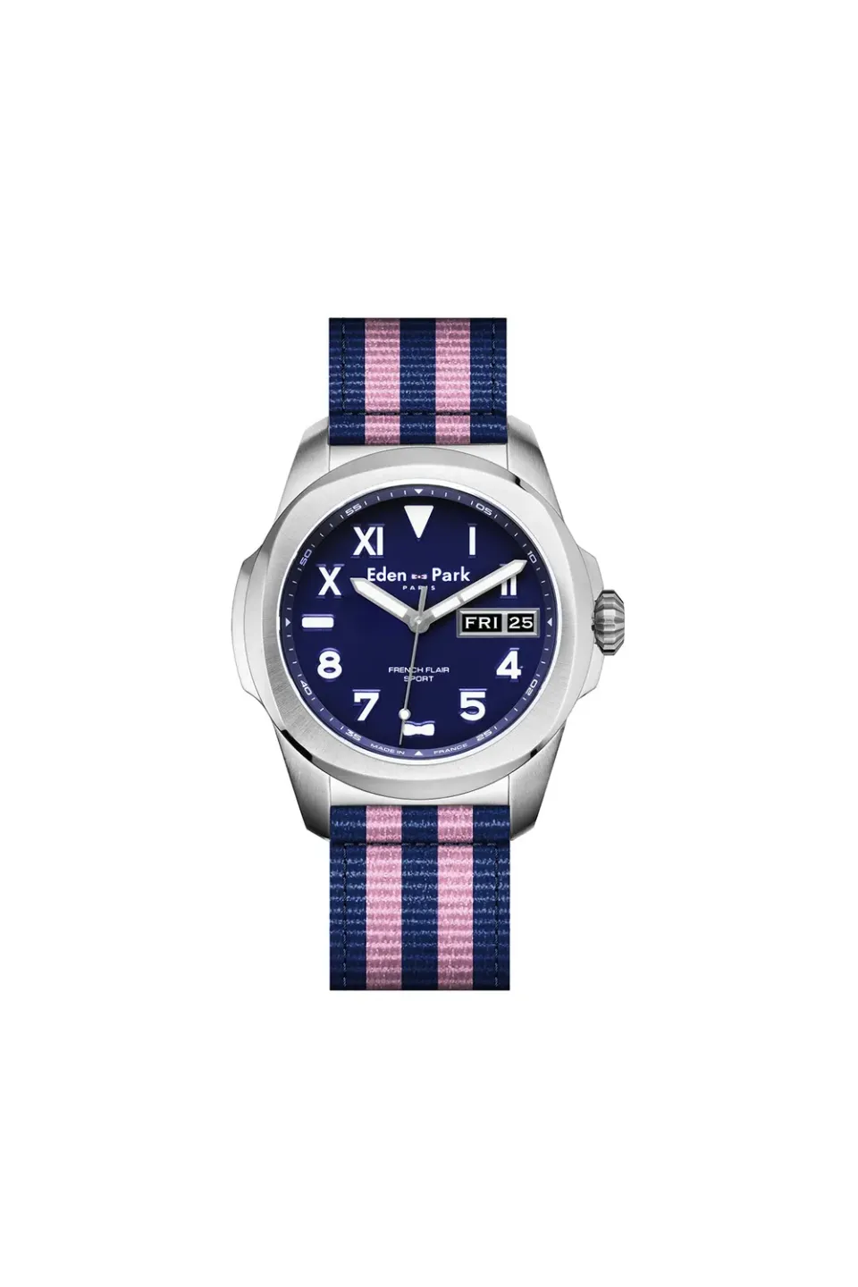 Eden Park montre quartz bleue NATO rayé 43mm