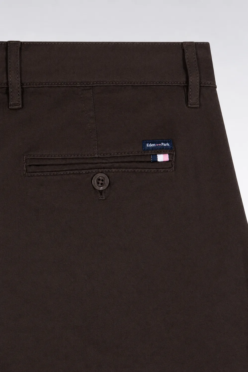 Eden Park Legend pantalon chino brun gabardine stretch droit