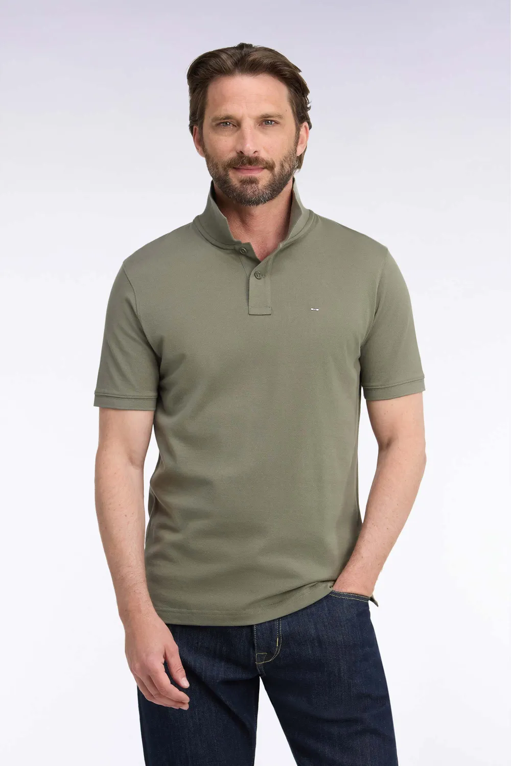 Eden Park polo Pima kaki manches courtes coupe droite