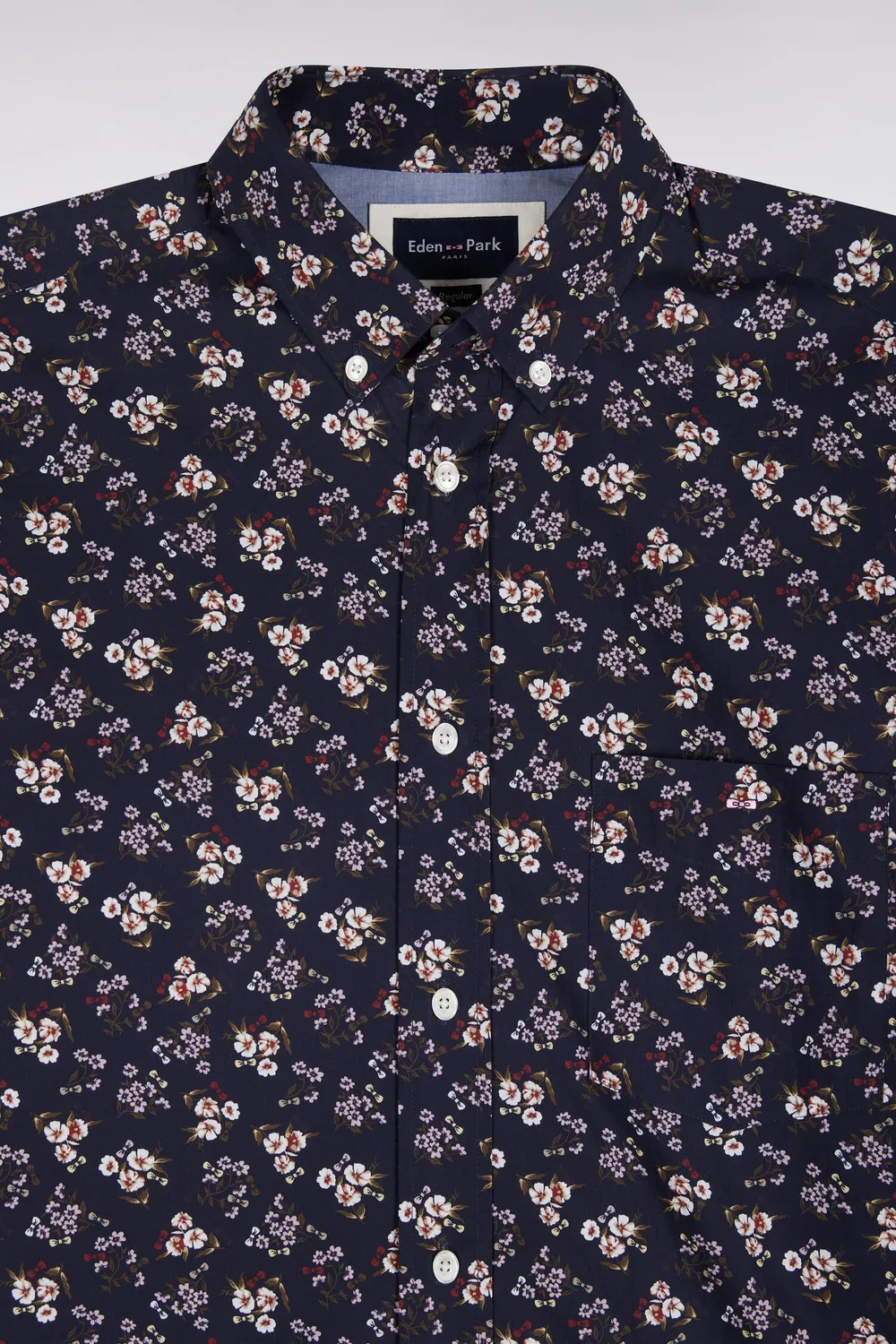 Eden Park Club Classique chemise homme marine fleurs coupe droite