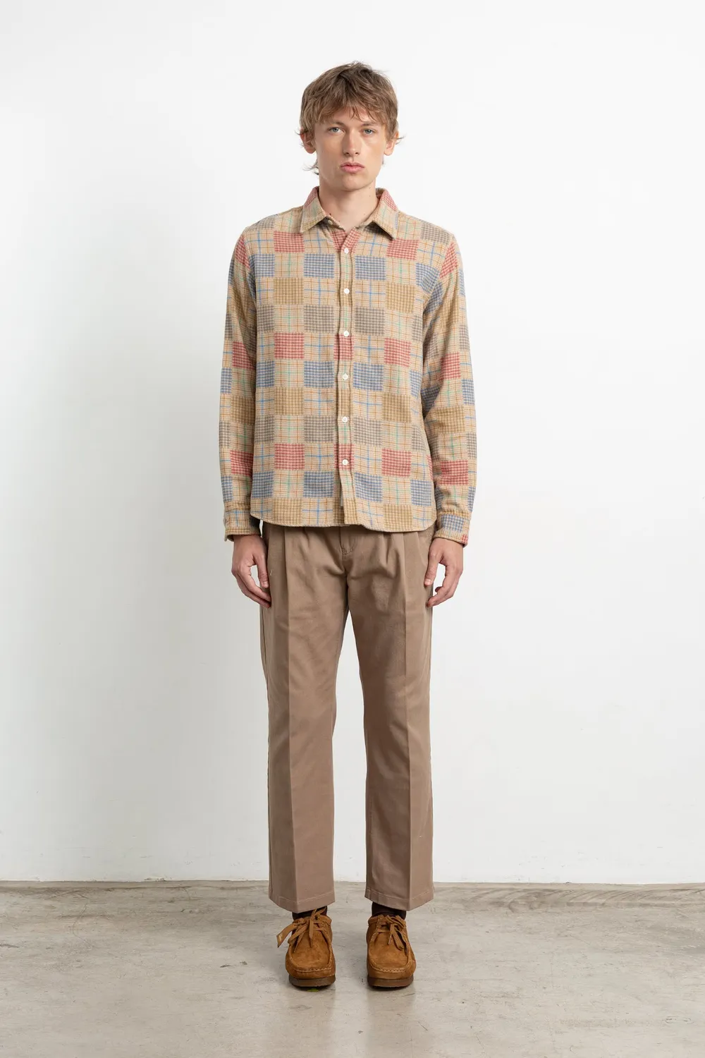 Edmmond Studios Yeld Shirt chemise homme marron à carreaux