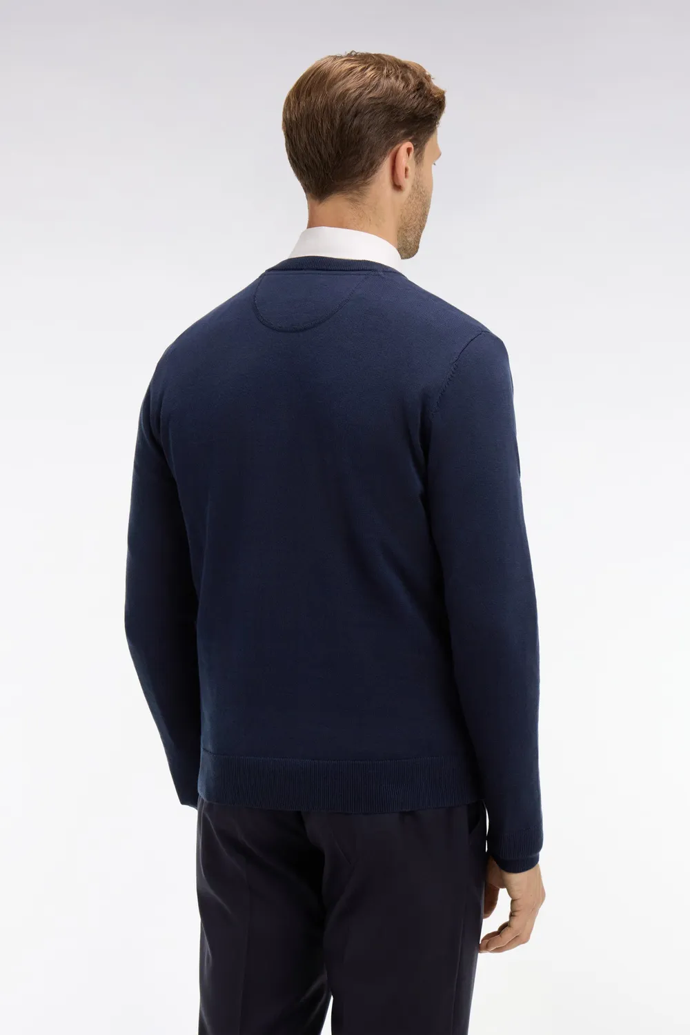 Eden Park pull col V bleu marine coton homme