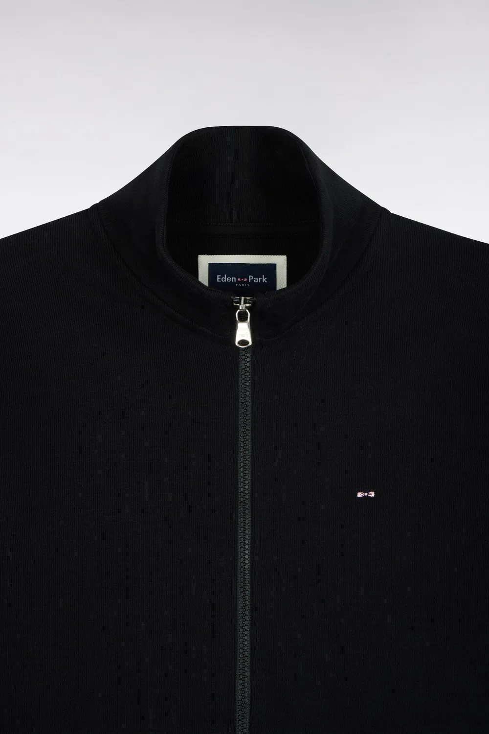 Eden Park sweat zippé molleton coton noir coupe droite