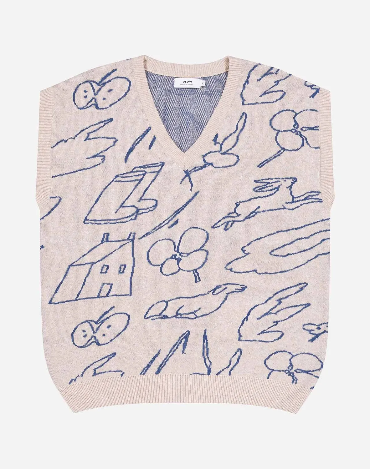 Olow Agon Pull Sans Manches Beige Laine Mérinos