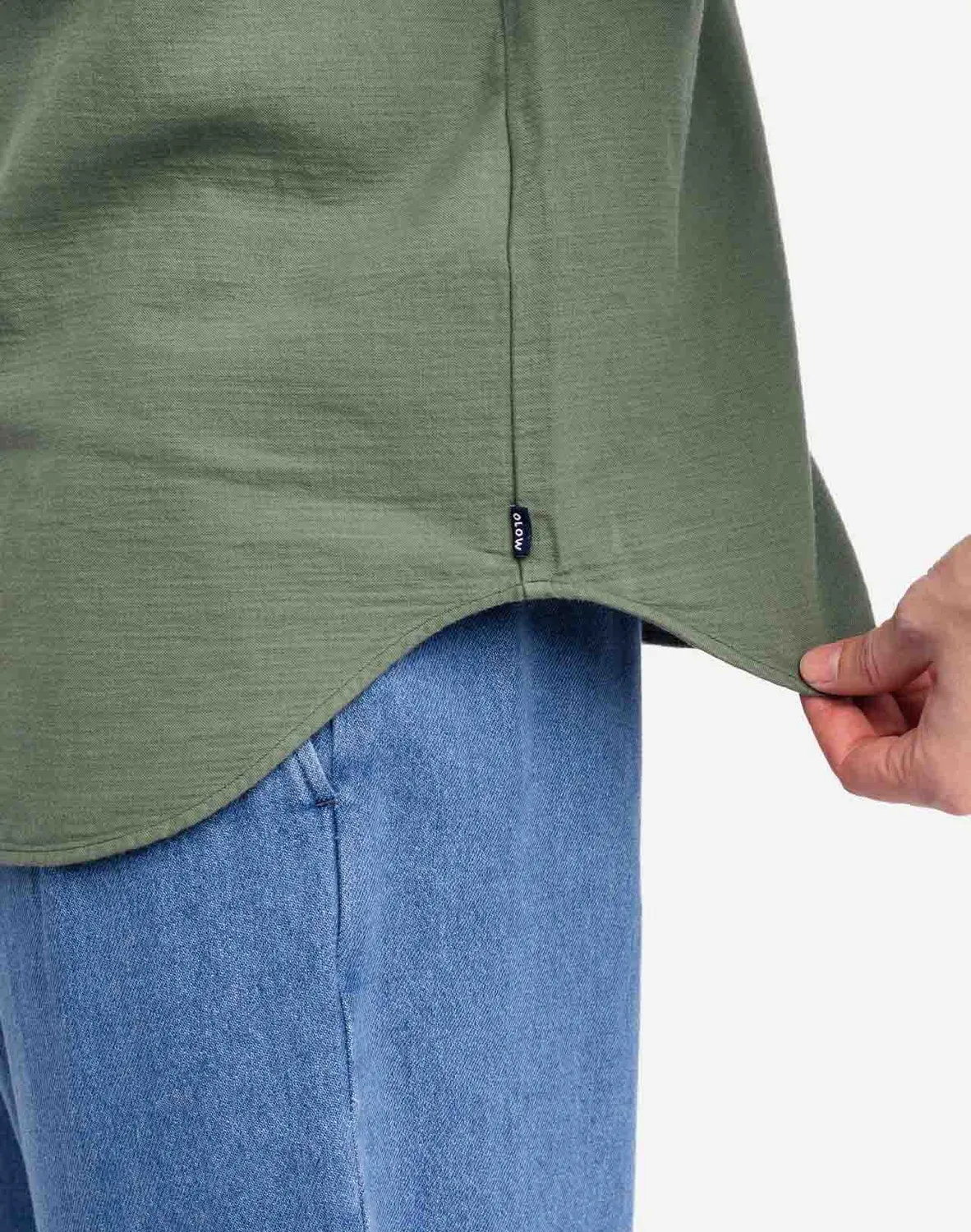 OLOW Nago chemise homme vert olive gaze coton