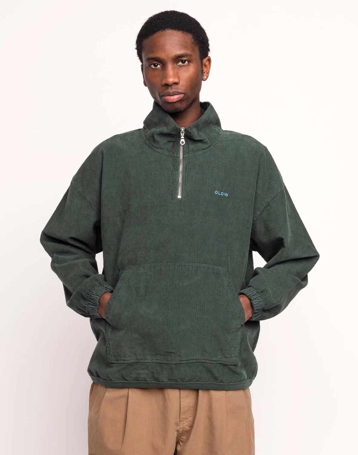 Olow Bangor sweat vert mélèze col zippé