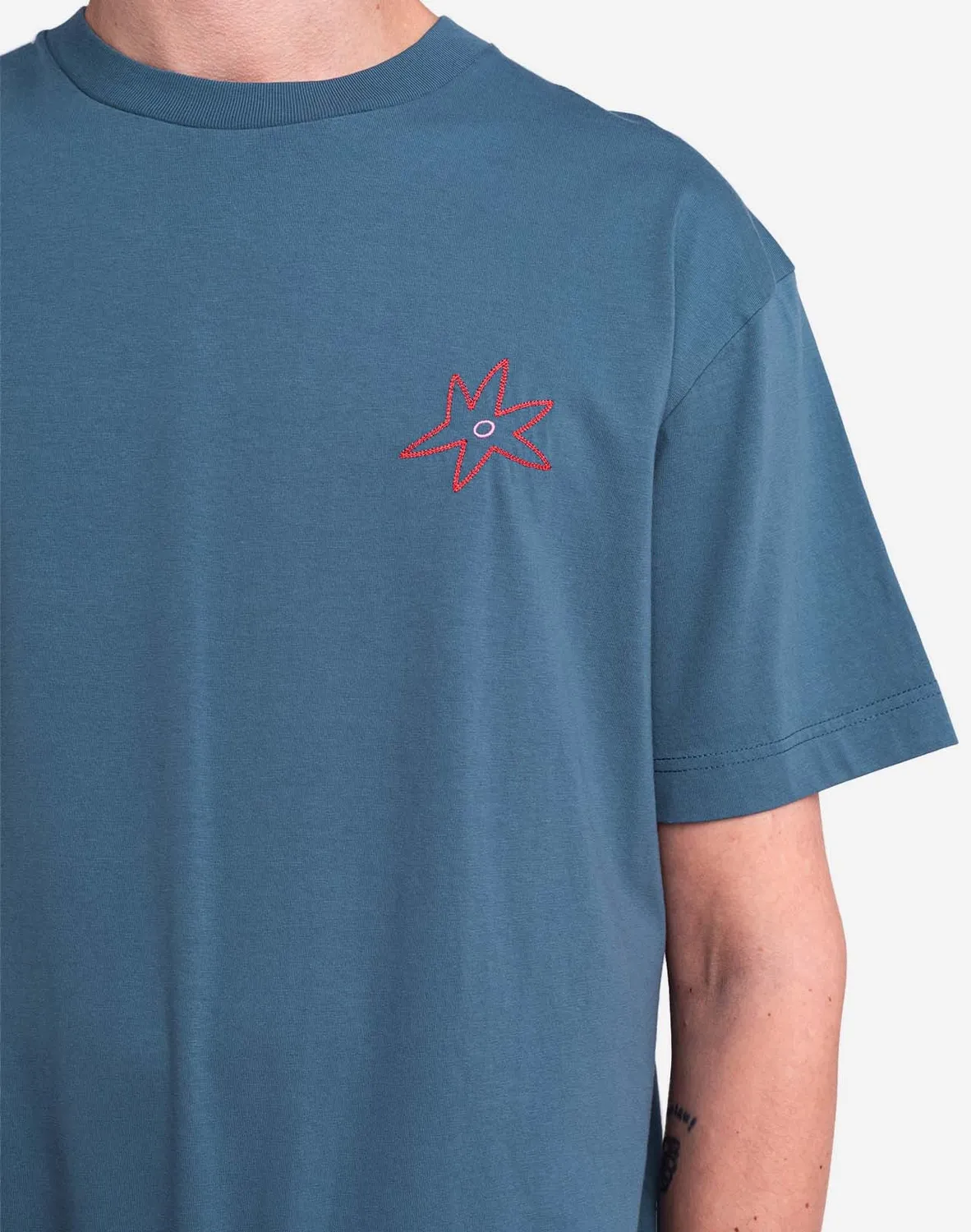 OLOW Rivage t-shirt ample bleu acier coton bio