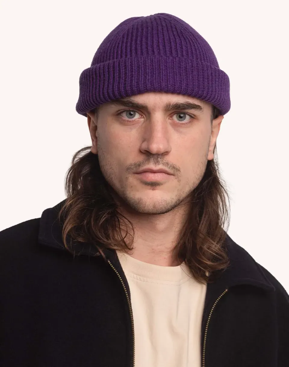 Olow Falco bonnet violet laine mérinos