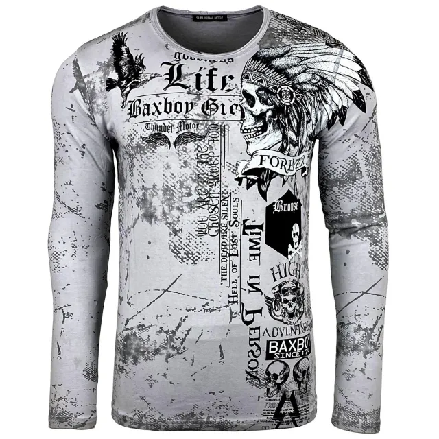 Subliminal Mode BX708 t-shirt homme manches longues tête de mort