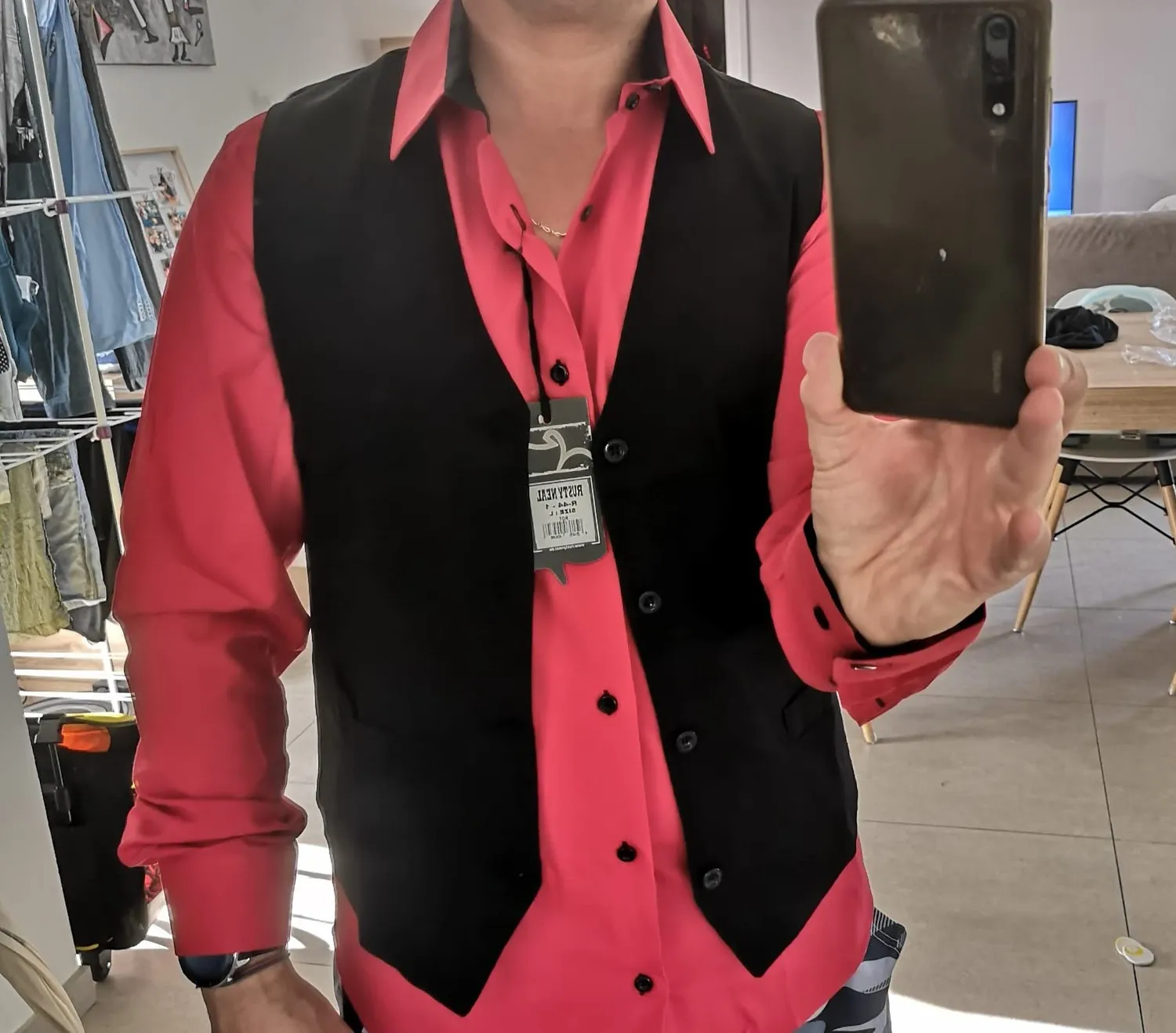 Subliminal Mode Classique chemise homme stretch rouge 3XL slim