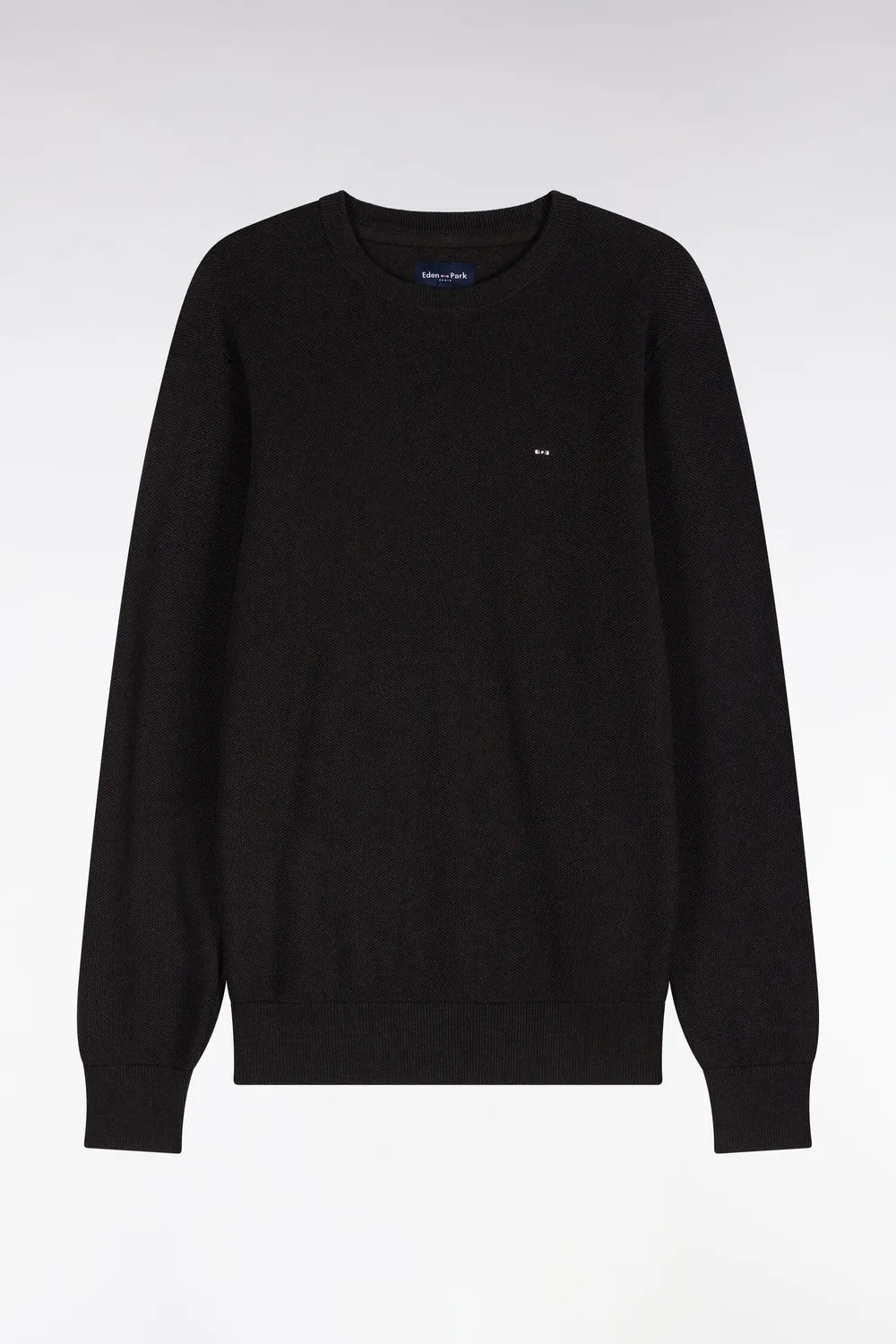 Eden Park pull col rond coton marron droit nid d'abeille