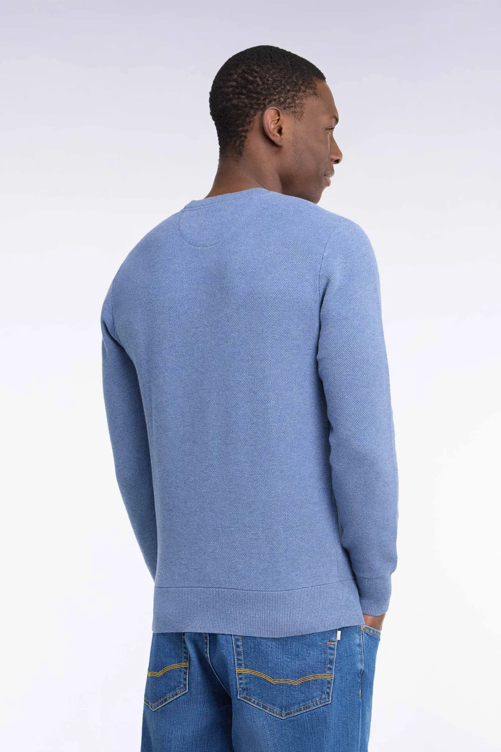 Eden Park H26MAIPU0005 pull bleu maille nid d'abeille