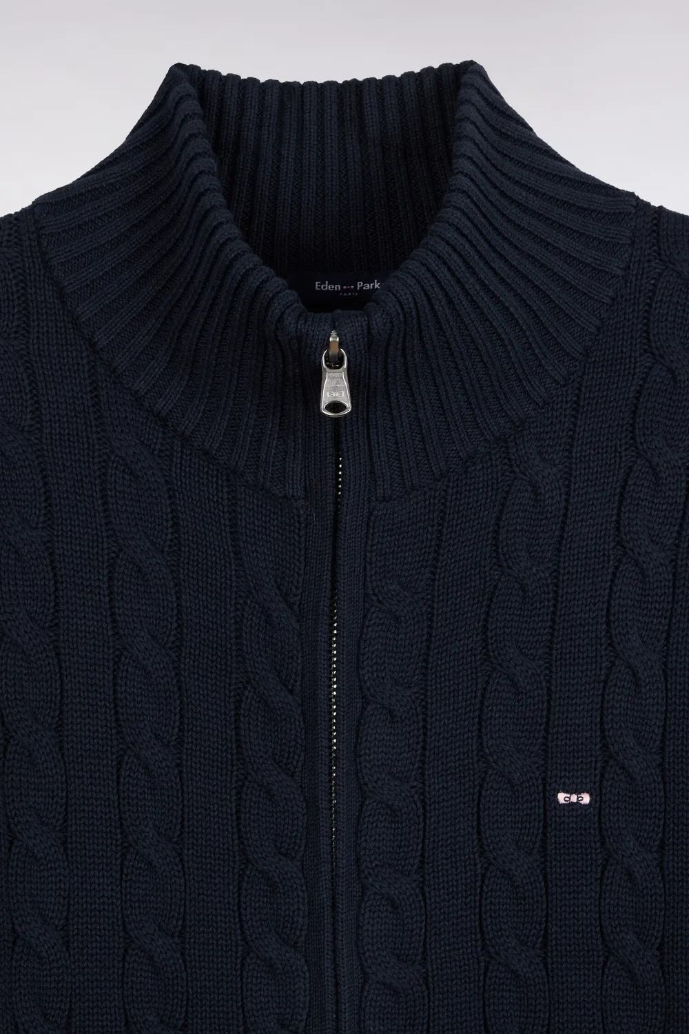 Eden Park cardigan coton marine homme torsades zippé