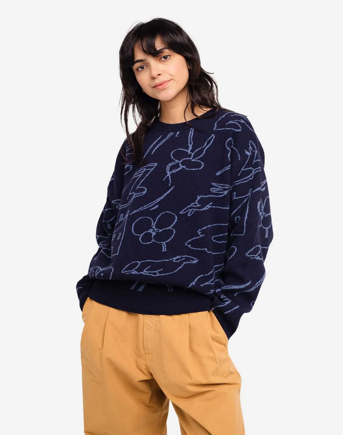 Olow Agon Pull Marine Laine Mérinos Ample