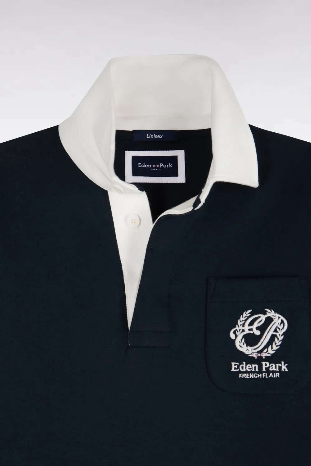 Eden Park Rugby Heritage Sweat Marine Col Maillot Loose