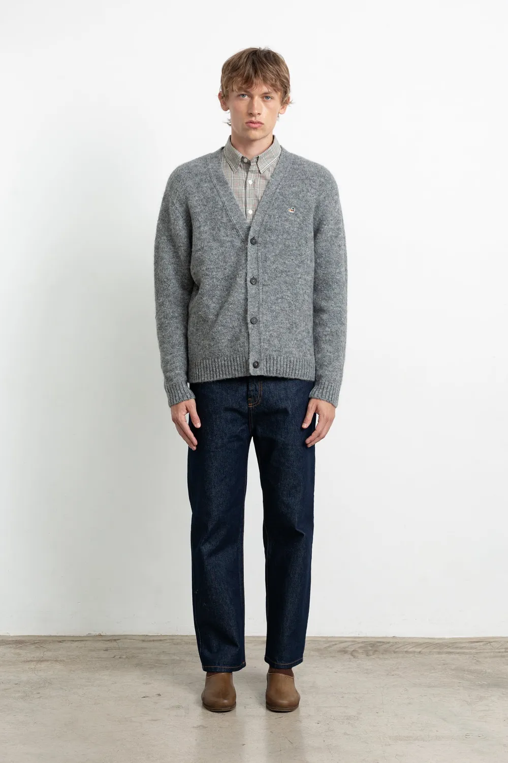 Edmmond Studios Duck cardigan gris laine alpaga