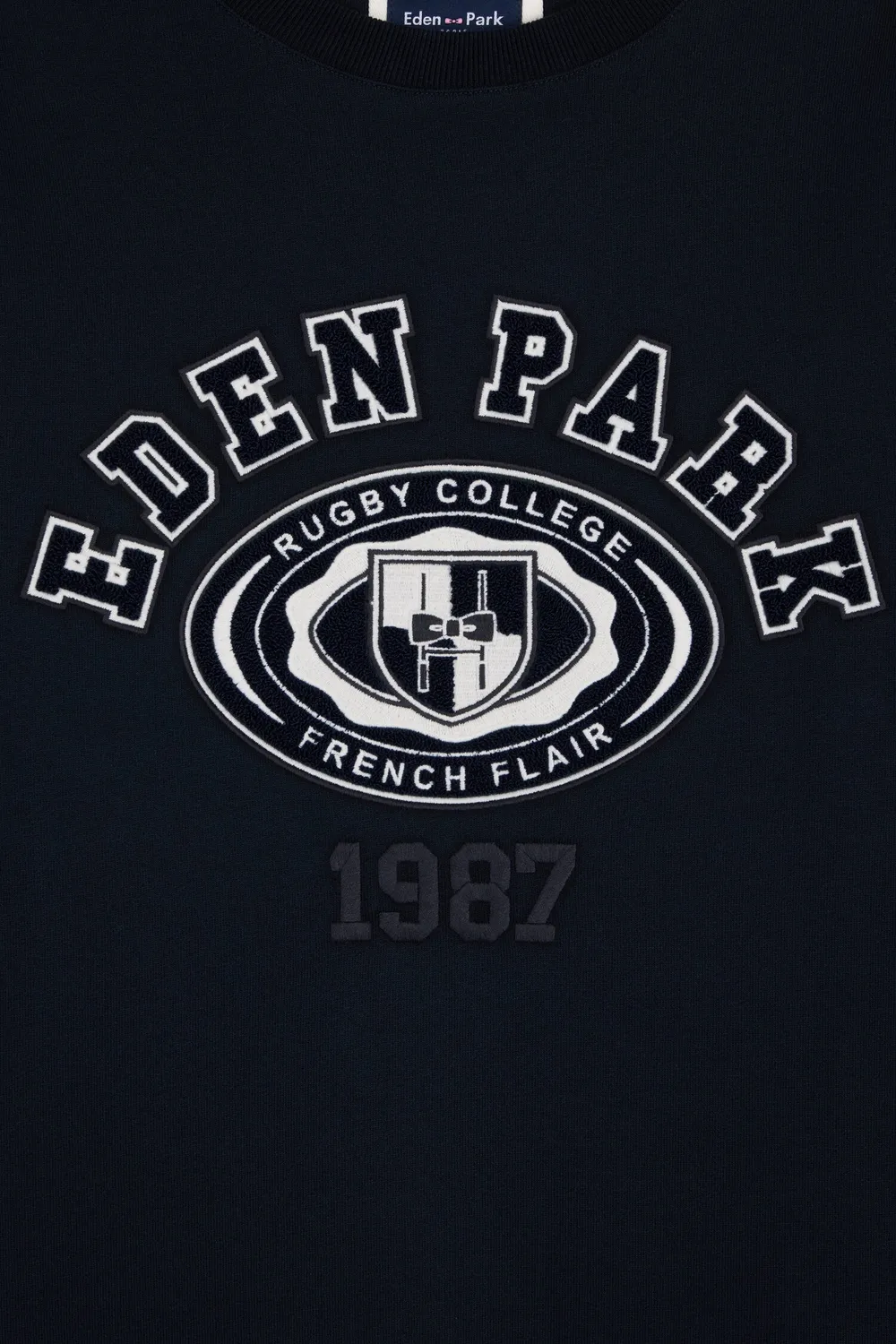 Eden Park sweat molleton marine brodé coupe droite