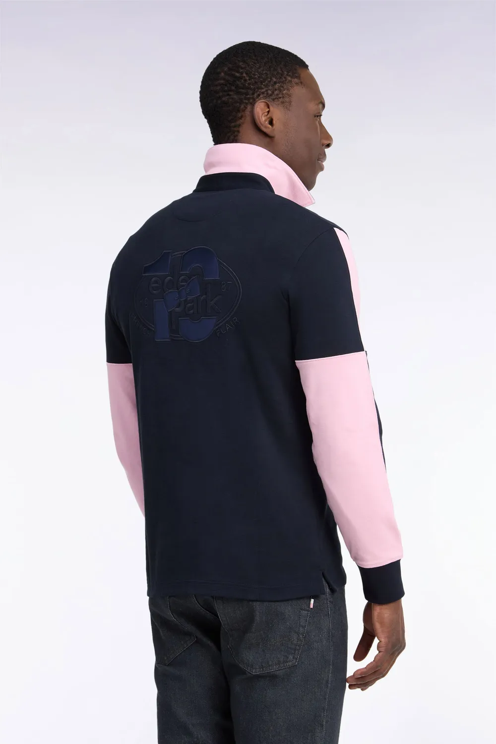 Eden Park Papillon maillot rugby manches longues marine rose