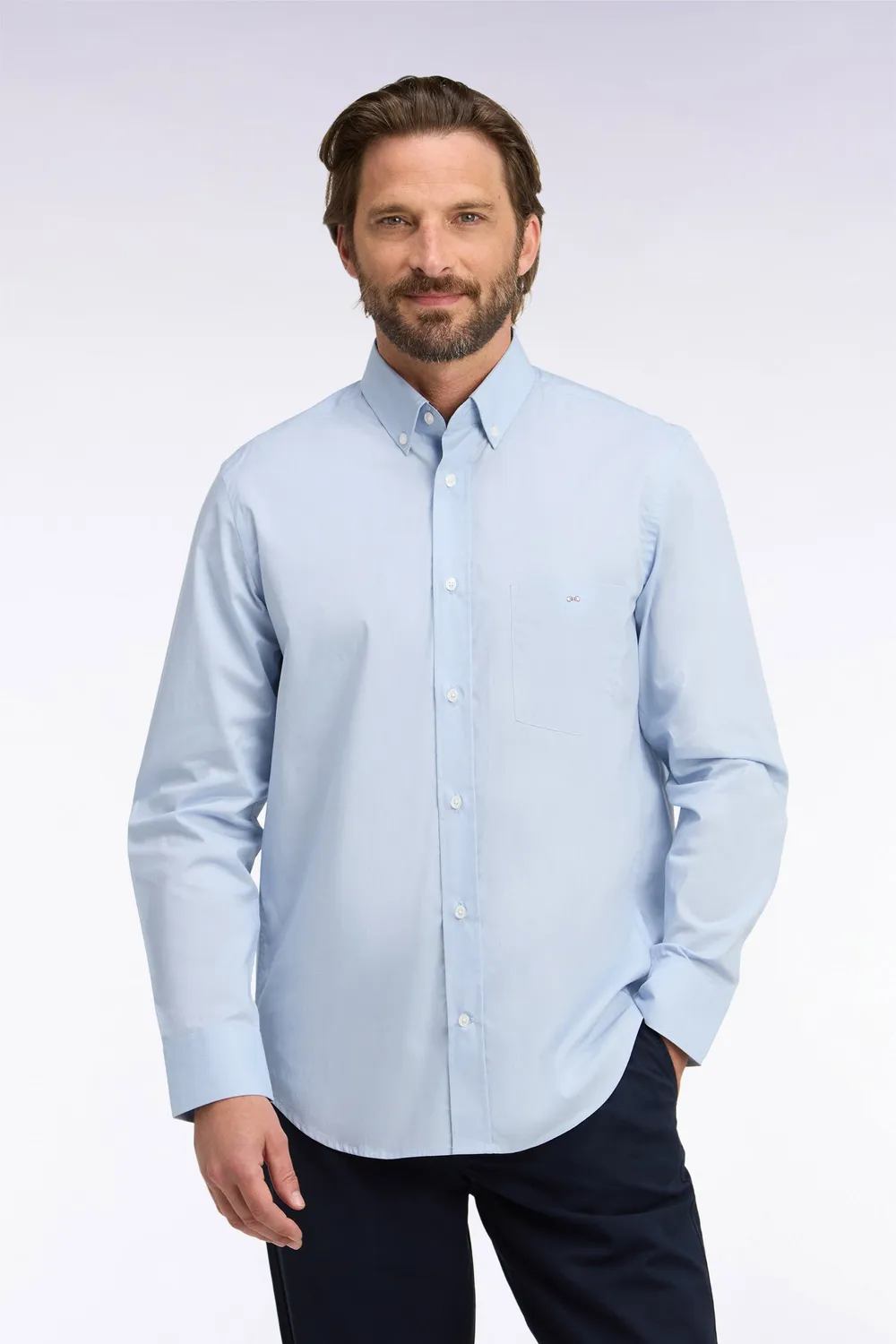 Eden Park Legend chemise homme ciel micromotifs coupe droite
