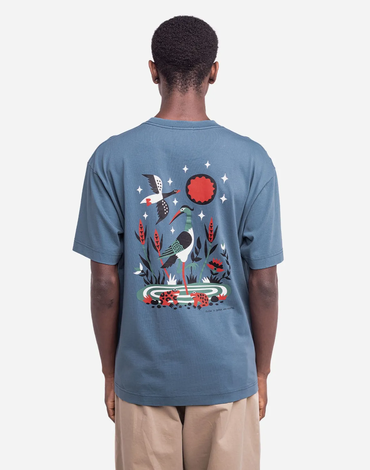 OLOW Brière t-shirt ample bleu acier coton bio