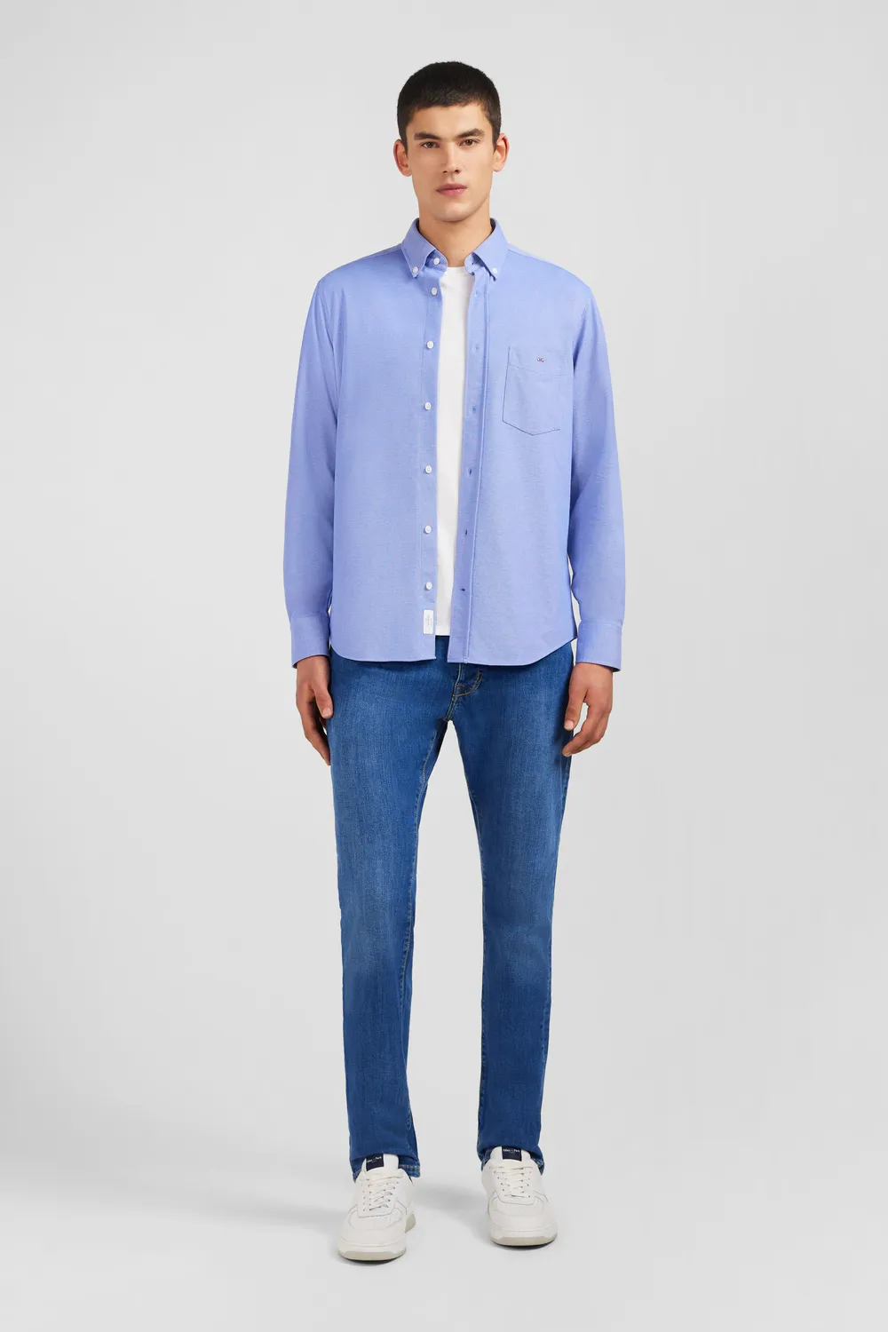 Eden Park chemise coton pinpoint bleu regular fit