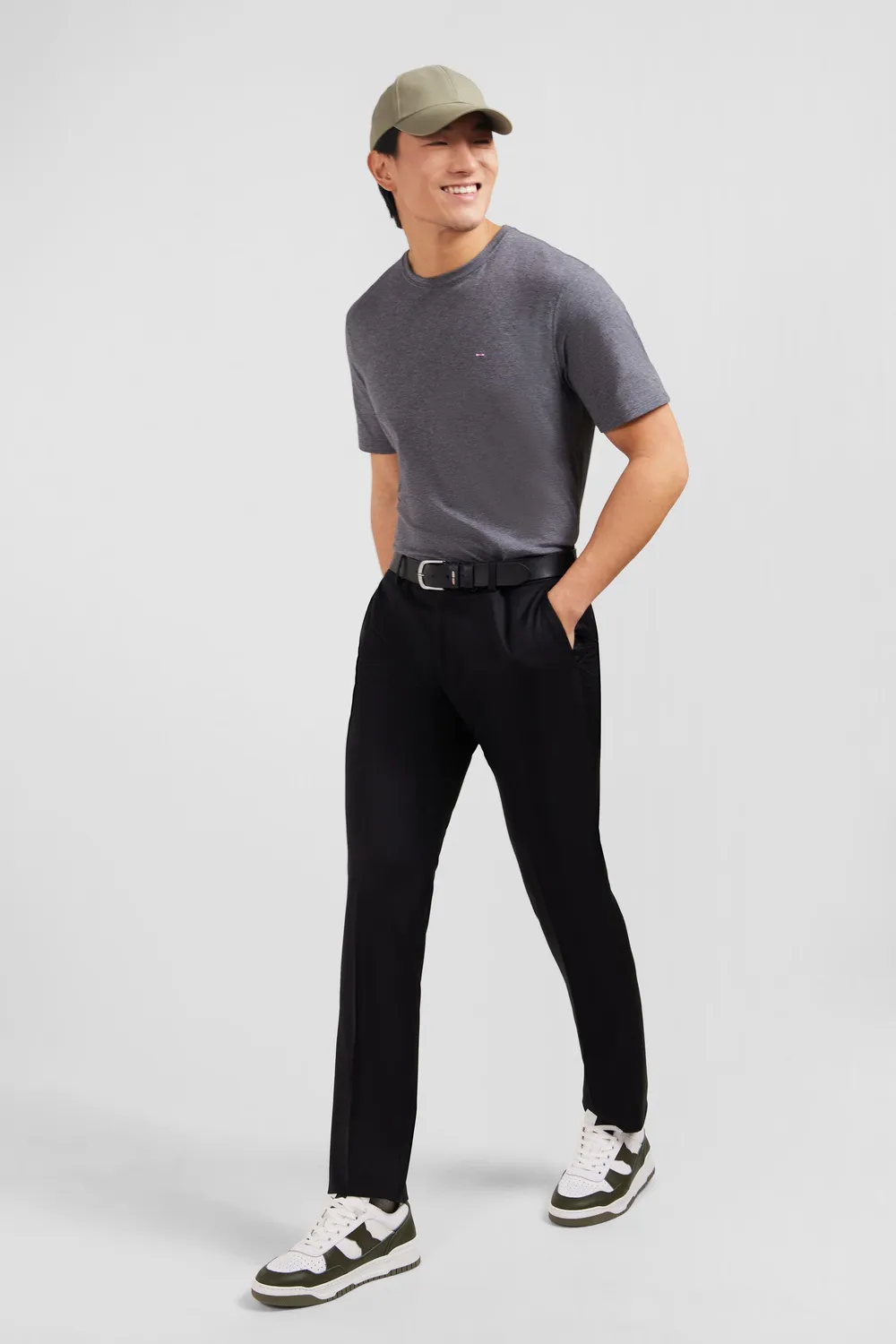 Eden Park pantalon slim noir homme laine à plis