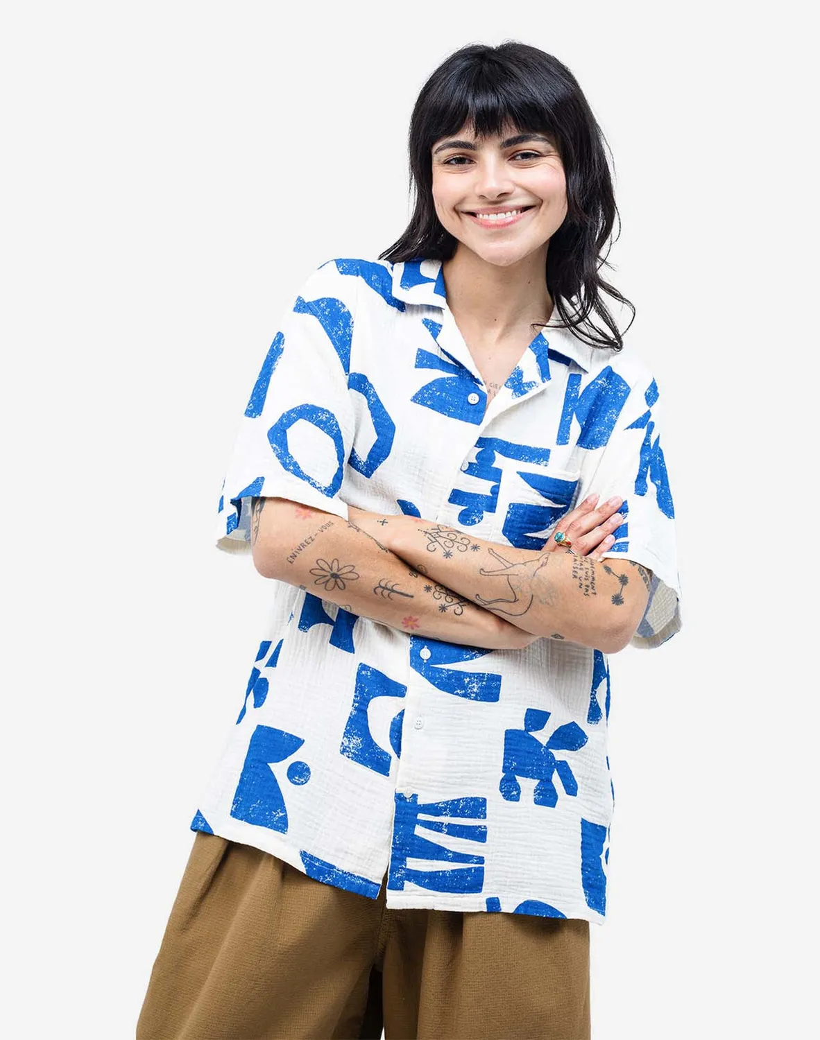 OLOW Aloha Shapes chemise écrue bleu intense