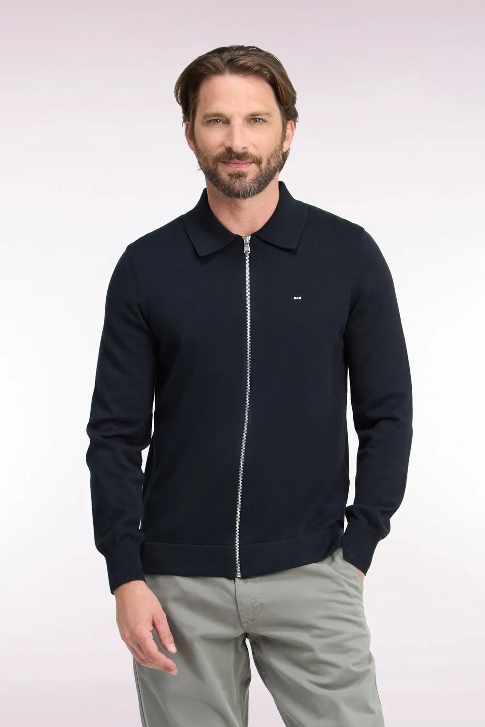Eden Park cardigan zippé homme coton viscose noir