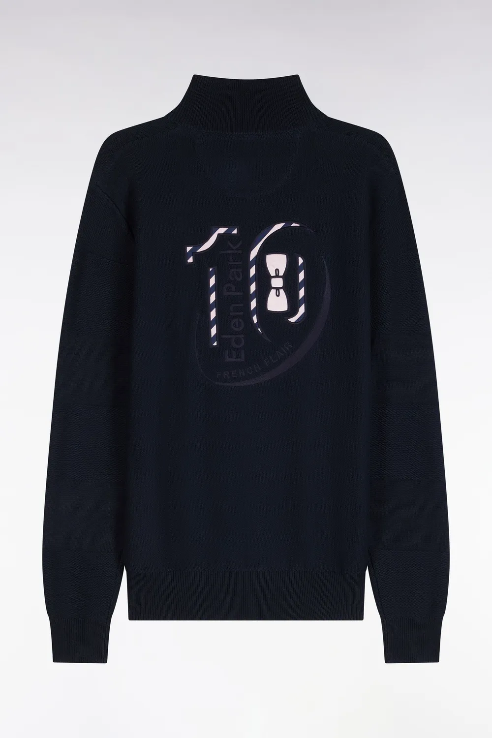 Eden Park cardigan homme coton marine zippé broderie dos